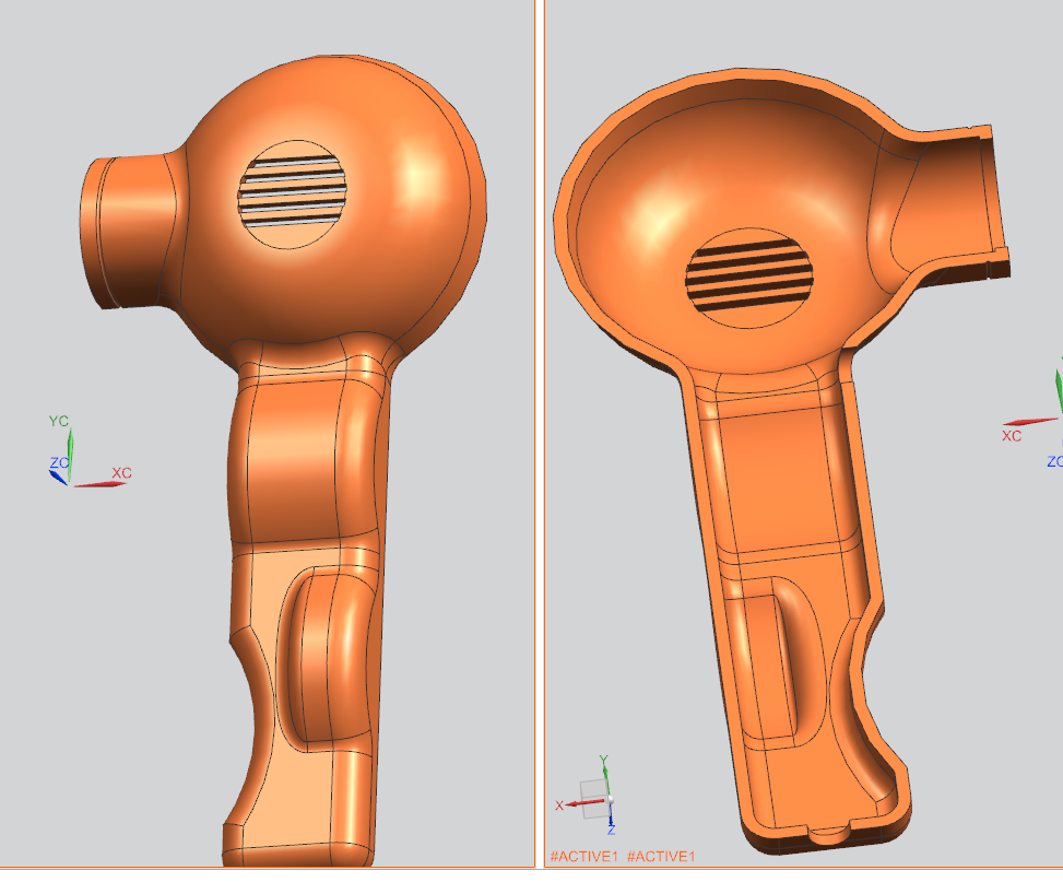 电吹风机外壳-带ug图注塑成型工艺及模具cad图纸设计带word说明