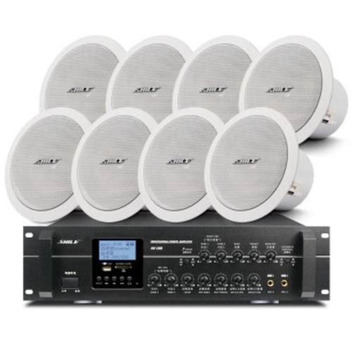 SHILE/狮乐 AV106+BX206*8一拖八吸顶音响系统6.5英寸吸顶喇叭