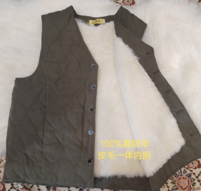 双11新疆100%真绵羊皮毛一体马甲背心男款保暖马甲中老年坎肩背心