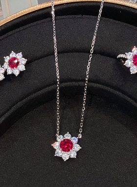 CUMEE培育红宝石银镀金首饰套装