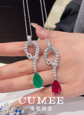 瑞丽气质水滴培育合成宝石项链