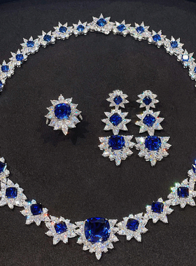 高定奢华皇家蓝培育蓝宝项链