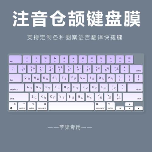 适用苹果笔记本电脑键盘膜pro16寸A2485注音翻译A2779快捷键A2780