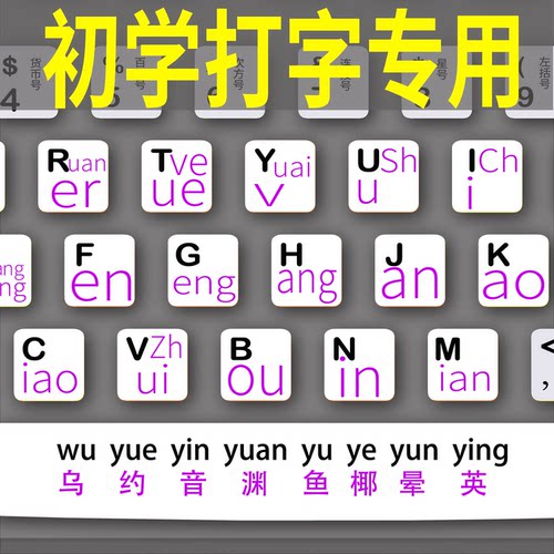 适用台式键盘膜零基础初学拼音五笔打字中文翻译谐音字母罗技k120