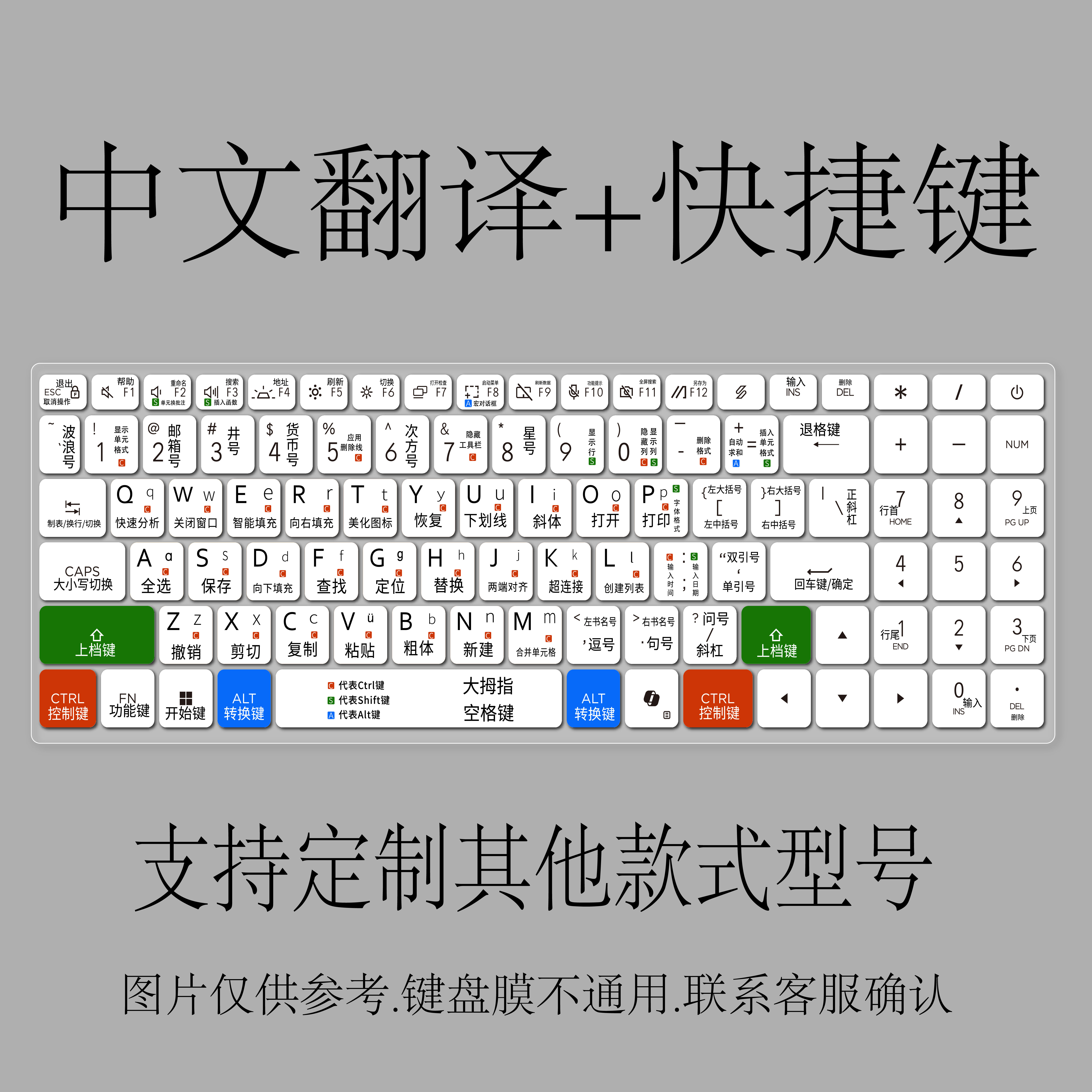 适用华硕无畏16SE 2026【S3652M】笔记本电脑快捷键盘膜中文翻译