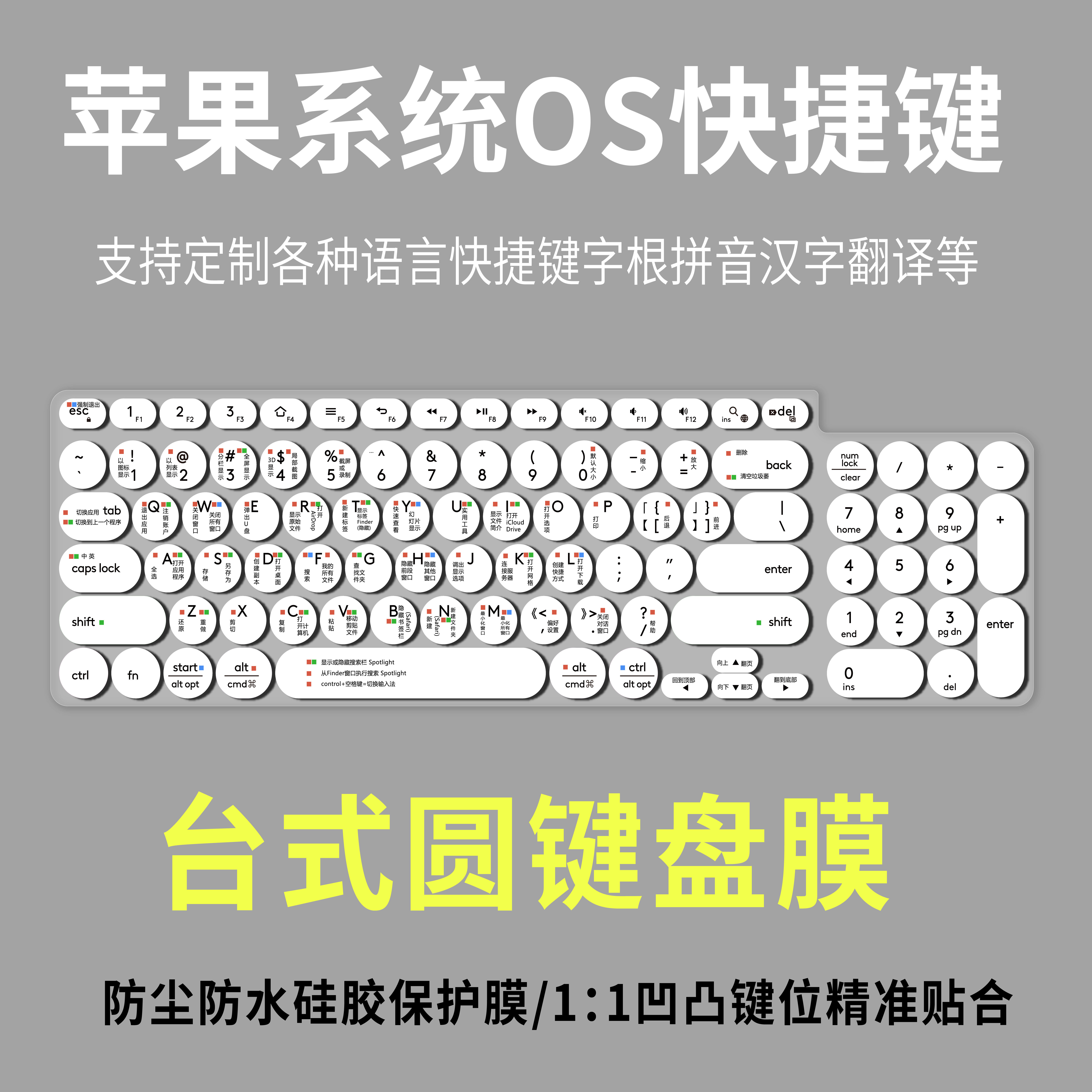 适用罗技K780宏碁okw215蓝牙无线圆点键盘台式保护膜OS苹果快捷键