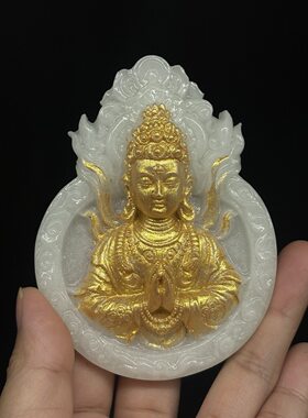 批发夜光火焰观音吊坠挂件 树脂描金观音配饰手把件佛像