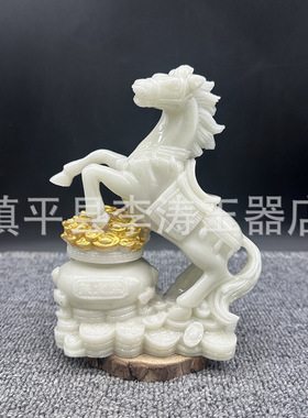 批发夜光元宝马摆件 树脂生肖元宝马家居办公摆件工艺品