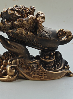 批发仿黄铜白菜摆件 树脂百财富贵在手白菜家居办公摆件工艺品