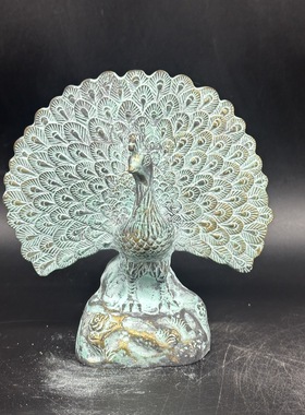 批发仿 青铜孔雀开屏摆件 树脂做旧孔雀动物家居办公摆件工艺品
