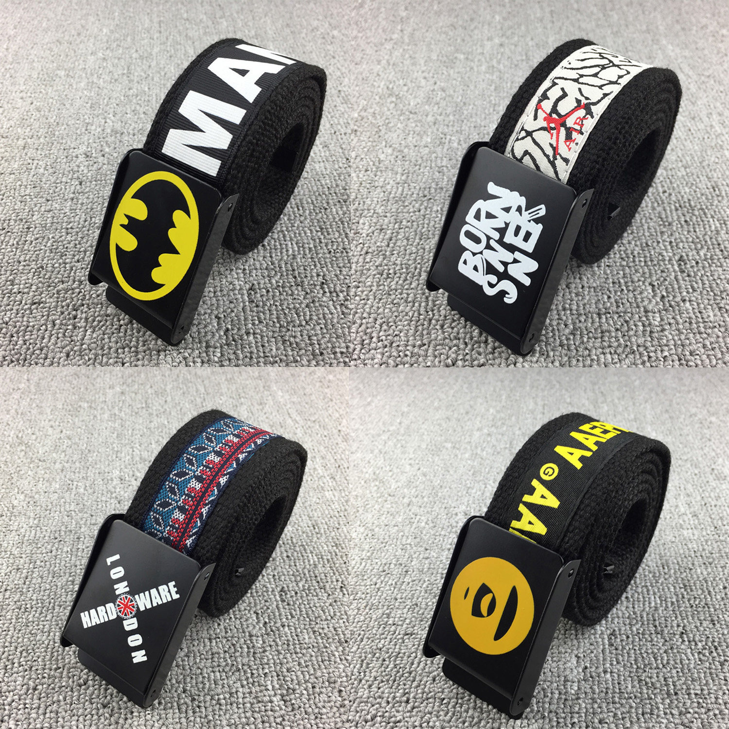 男士自动扣平滑扣帆布腰带编织带加厚牛仔裤带学生加长免打孔皮带