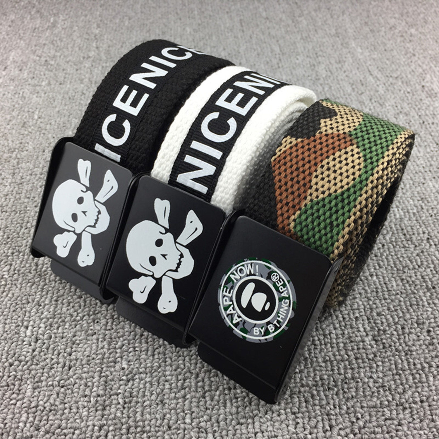 男士简约帆布腰带年轻人无孔平滑扣裤带学生潮流百搭休闲尼龙皮带