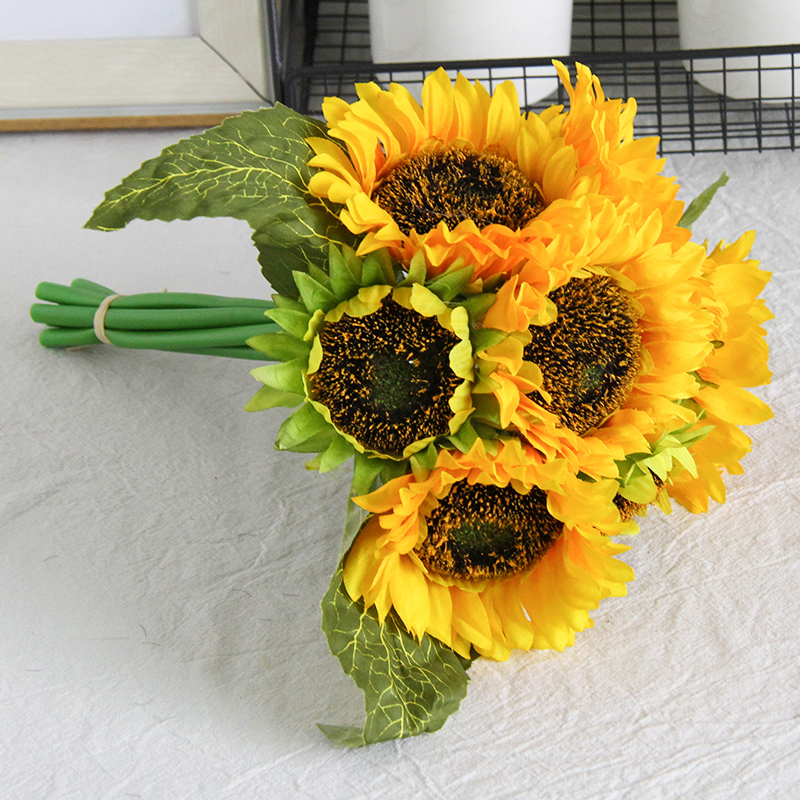 仿真向日葵花束太阳花假花干花手捧田园风拍照舞蹈道具客厅装饰花