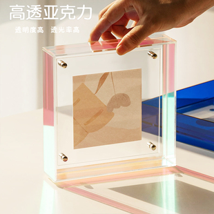 亞克力相框彩色畫框擺臺書桌打印照片框定制拼圖框油畫框框架定制
