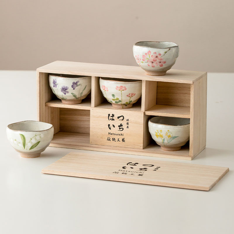 日本进口美浓烧花卉饭碗家用手绘