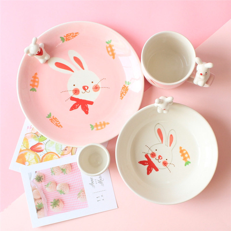 儿童陶瓷餐具卡通兔子儿童餐具
