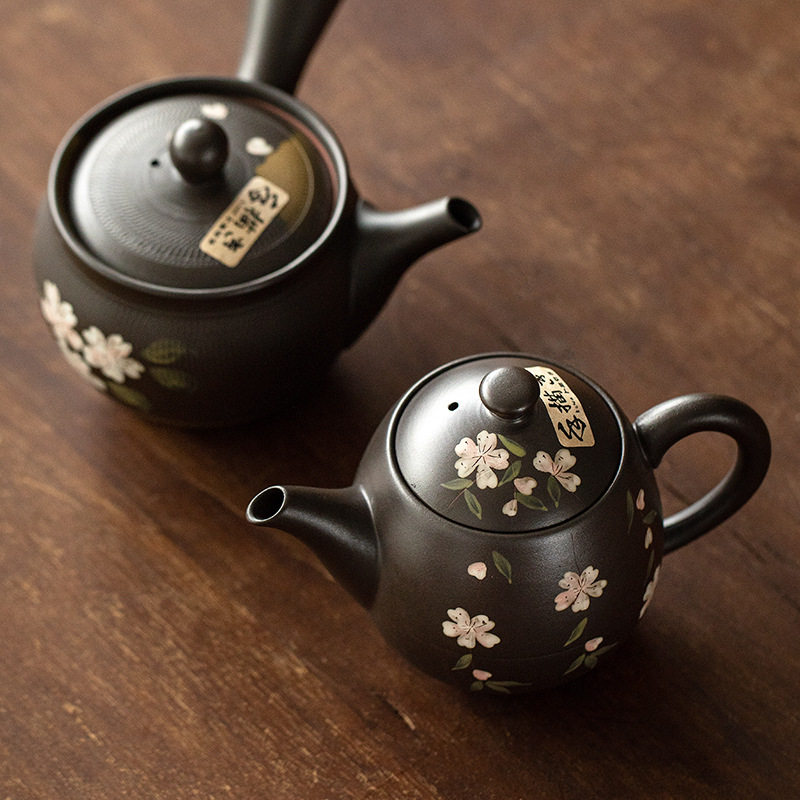 日本进口功夫茶陶土茶具樱花茶壶