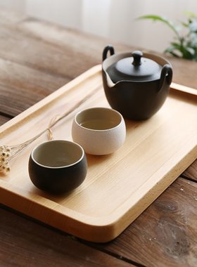 茶具茶盘家用桌面黑胡桃榉木托盘