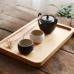 茶具茶盘家用桌面水杯长方形黑胡桃榉木托盘餐厅纯色烧烤盘木制盘