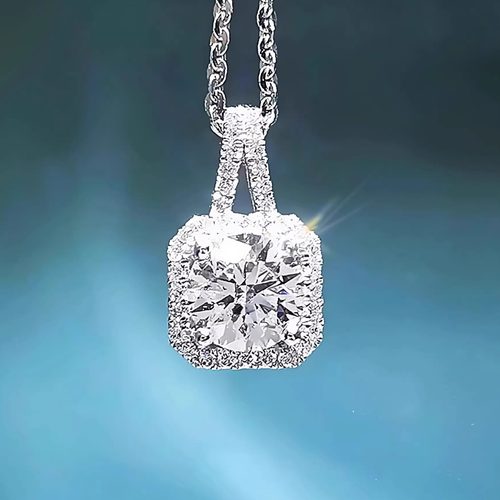 钻爱满钻方糖培育钻石吊坠项链女