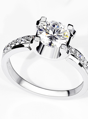 18K白金牛头钻戒IGI培育钻石克拉