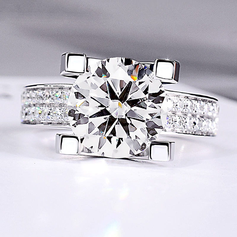 培育钻石2克拉18K金戒指牛头大气