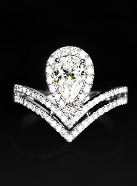 IGI培育钻石戒指女v水滴形钻克拉