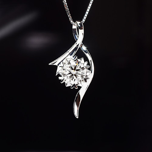 新款雪花铂金项链培育钻单钻吊坠