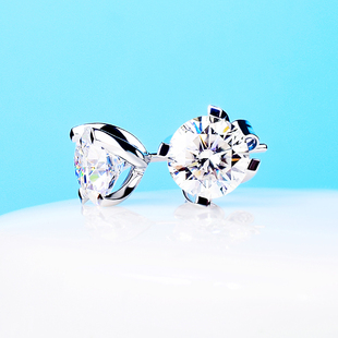 男女人工真钻耳饰骨 IGI培育钻石耳钉18K白金四爪50分简约小众个性