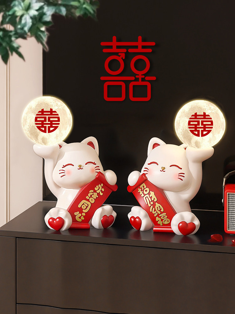 订婚结婚礼物新婚送新娘新人闺蜜实用招财猫婚房卧室情侣桌面摆件
