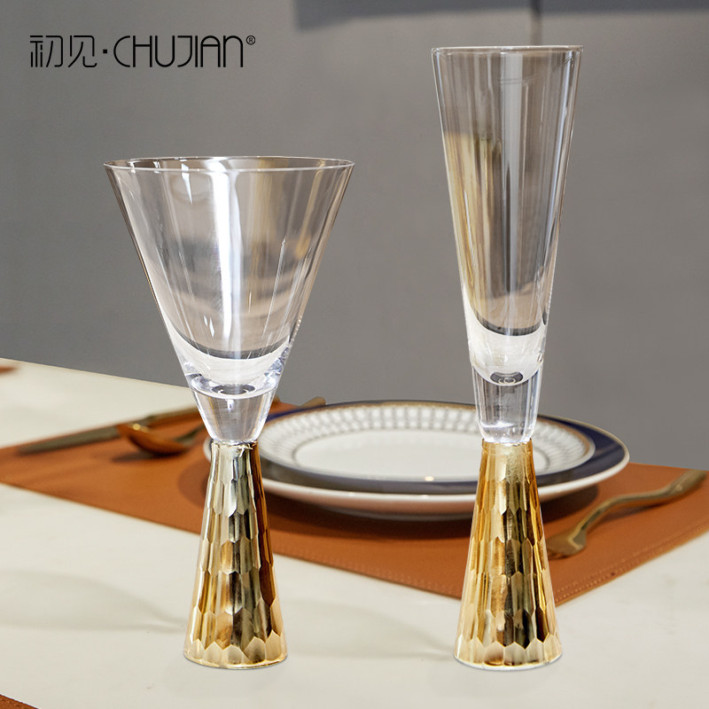 金色红酒杯香槟杯金边高脚酒杯样板房间会所宴会餐桌酒柜餐厅轻奢|ruв категории посуда, посуда, стеклянная посуда костюм - от Buy2taobao.com для оказания профессиональной услуги покупки агента Taobao
