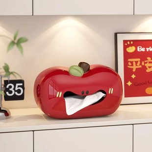 创意苹果纸巾盒抽纸可爱客厅男女厕所办公室桌面陶瓷新年生日礼物