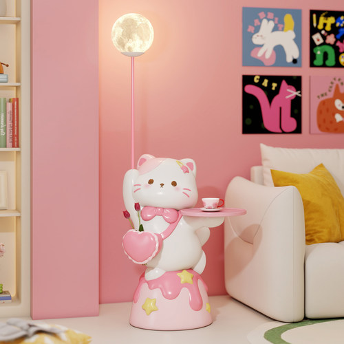 可爱猫落地灯摆件客厅沙发置物架