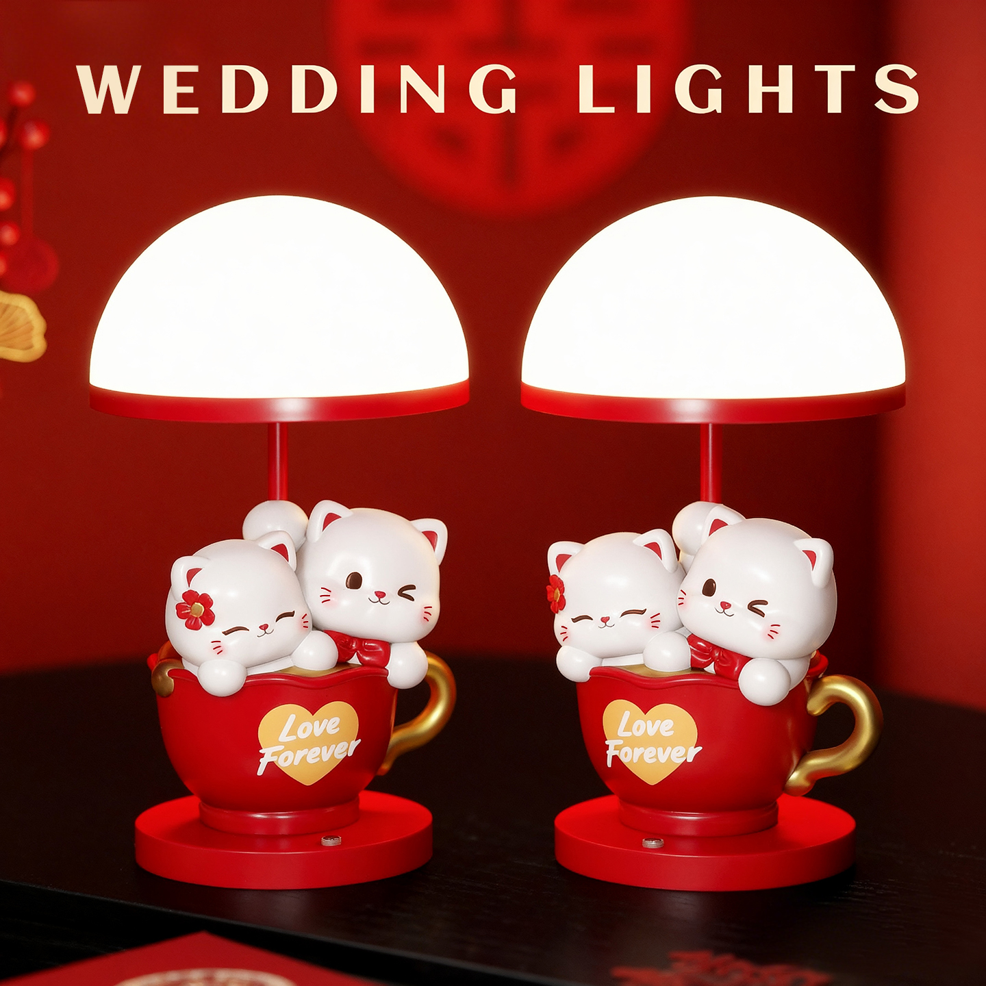 一辈子猫猫情侣台灯摆件结婚礼物