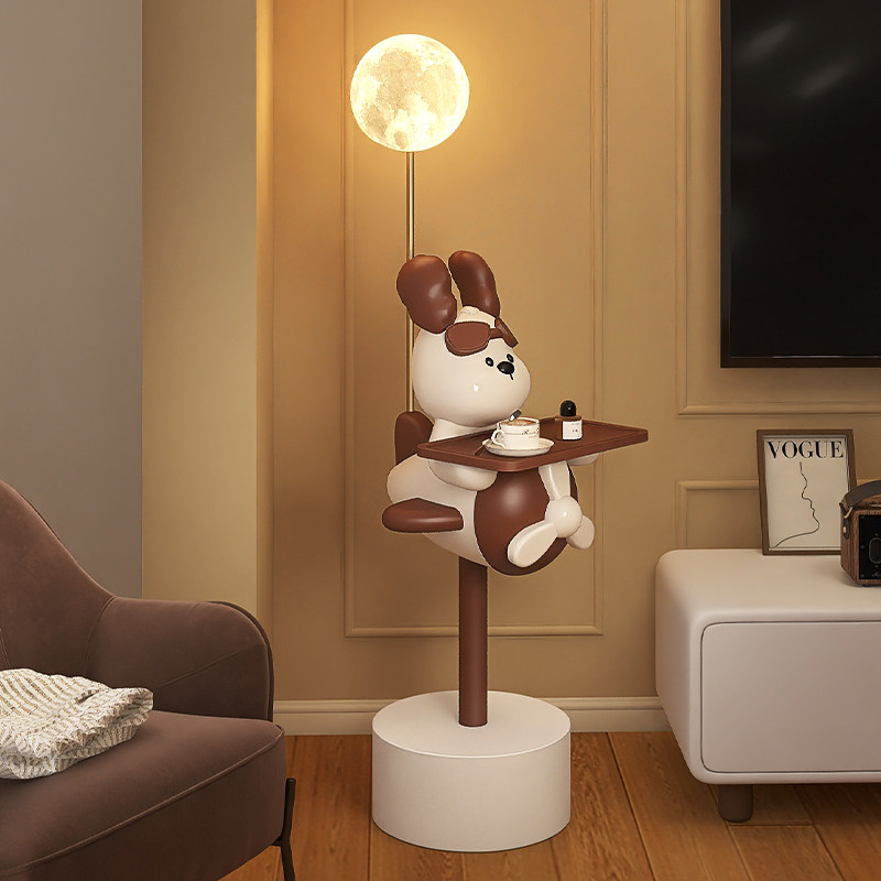 可爱小狗边几客厅家用小茶几摆件卡通创意奶油风沙发边柜2025新款