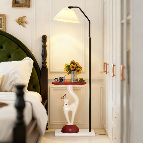 法式猫咪边几落地灯床头柜置物架