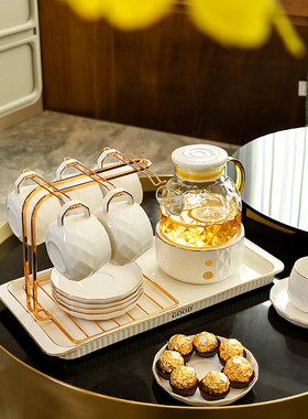 轻奢欧式茶具套装家用客厅办公会客玻璃陶瓷功夫茶壶茶盘新居礼品