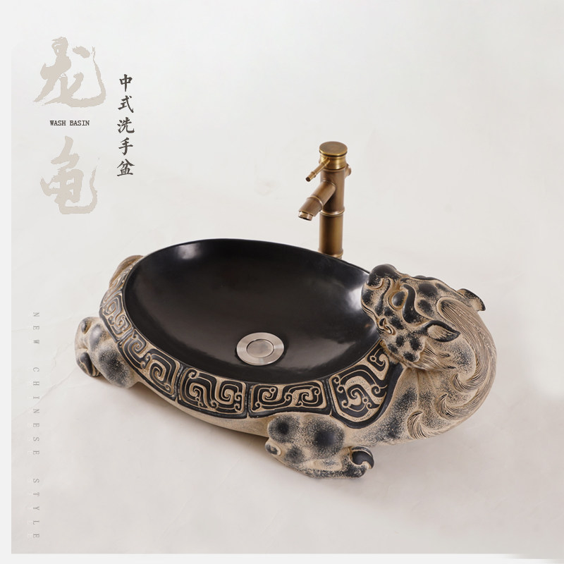 新中式仿古浴室柜组合台上盆洗手池豪华酒店别墅茶楼会所民宿面盆