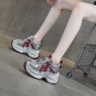休闲百搭内轻便小个子运动潮鞋 女2025新款 老爹鞋 厚底9CM网红时尚