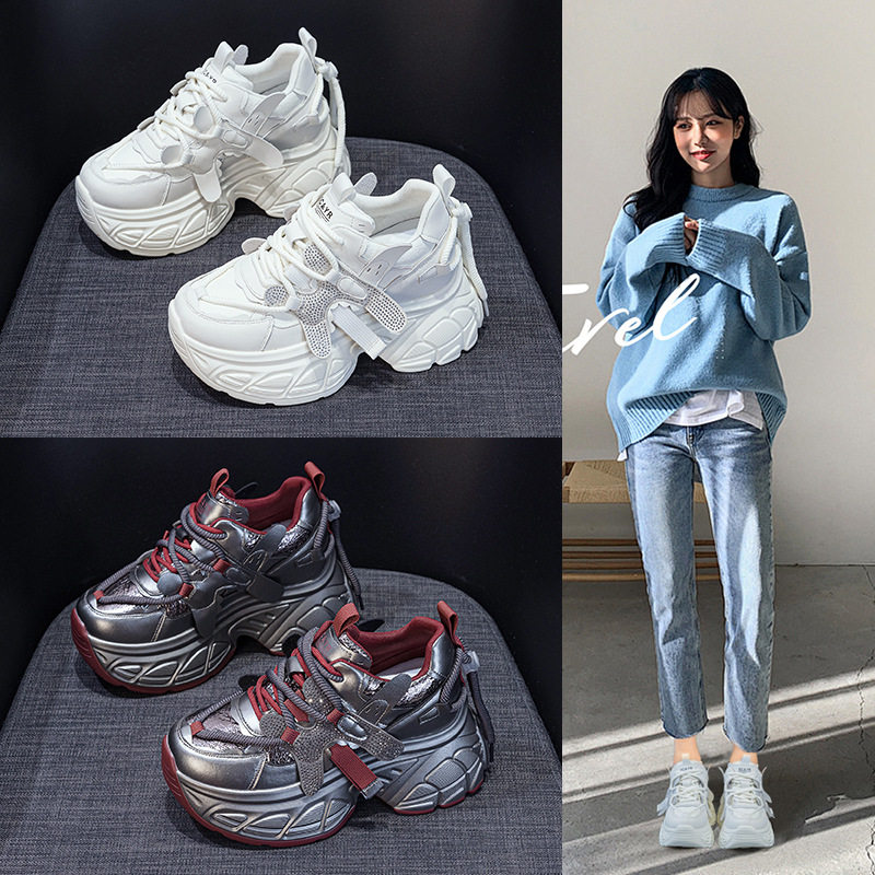 网红老爹鞋女2025春季小个子厚底9.5CM爆款休闲时尚百搭学生女鞋