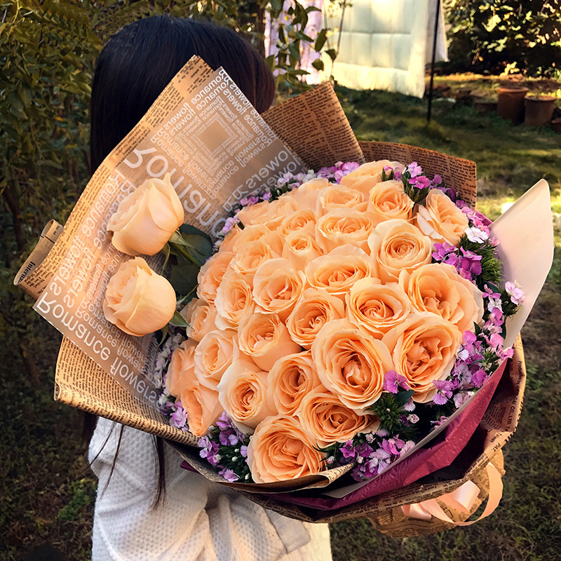 曲靖鲜花同城速递红粉香槟玫瑰花束礼盒麒麟宣威表白生日配送花店