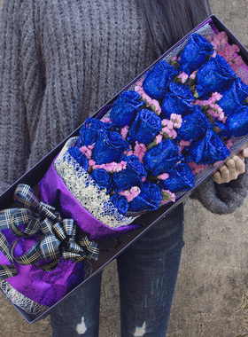 蓝色妖姬玫瑰花束生日礼盒鲜花速递常州同城天宁钟楼武进金坛送花