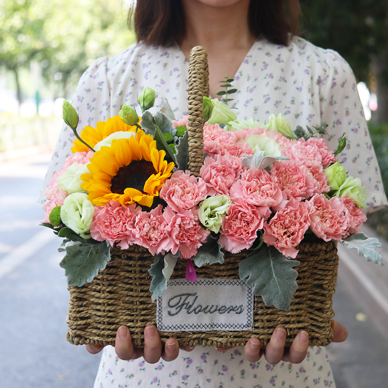 同城手提花篮玫瑰绣球混搭开业