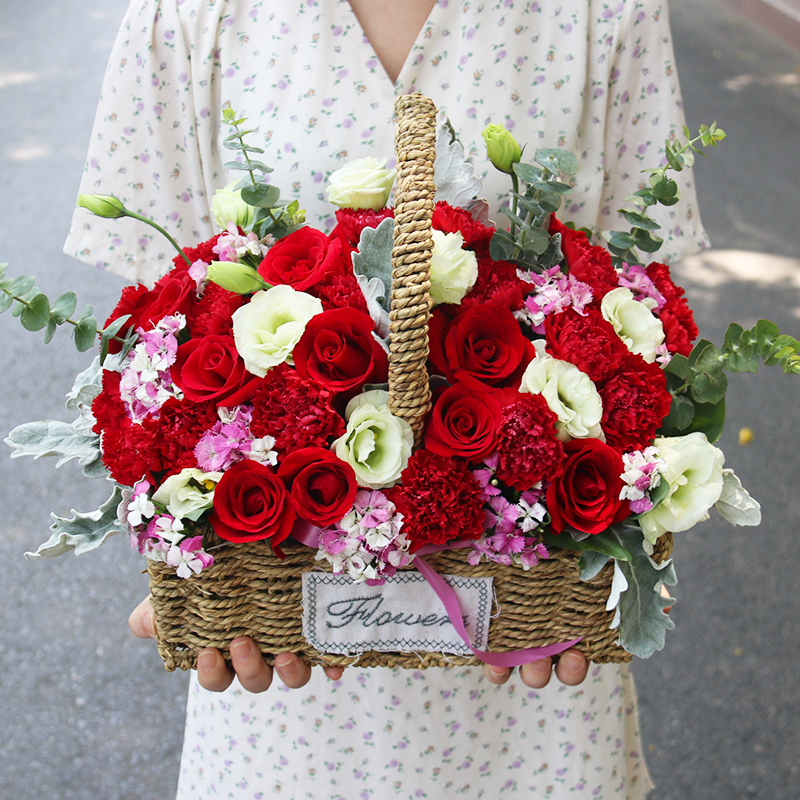 广州开业手提花篮鲜花速递同城惠州佛山中山清远生日送花店上门
