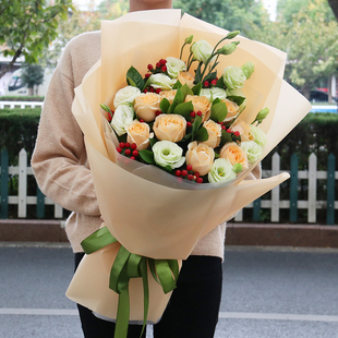 网红绣球混搭玫瑰花束广州鲜花速递同城东山海珠越秀荔湾生日送花