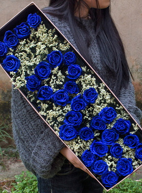 武汉蓝色妖姬鲜花速递同城蓝玫瑰花束生日礼盒江岸武昌洪山送花店