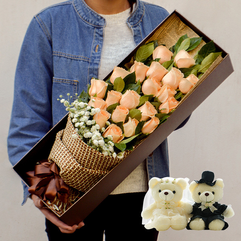 同城花束生日香槟玫瑰