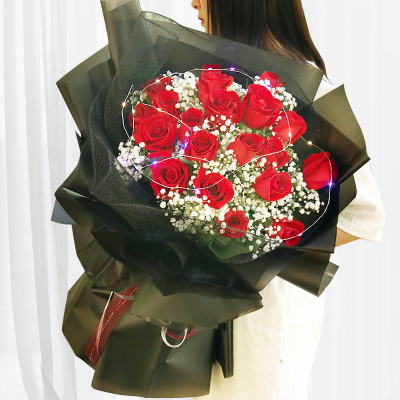 西安鲜花速递同城红香槟玫瑰花束碑林未央莲湖灞桥雁塔生日送花店