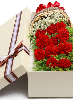 邵阳康乃馨粉白百合花束鲜花速递大祥双清北塔区同城生日配送花店