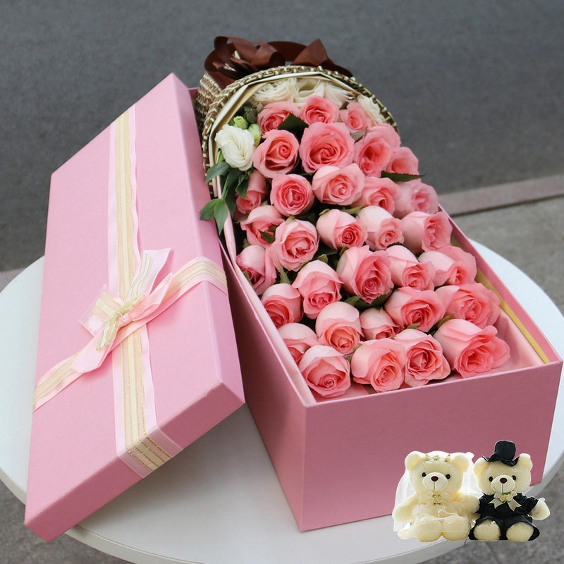 南昌鲜花速递同城红香槟玫瑰花束东湖西湖青云谱青山湖同城送花店